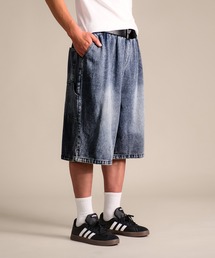 7A6 ワイドデニムハーフパンツ イージーパンツ バミューダパンツ 854
