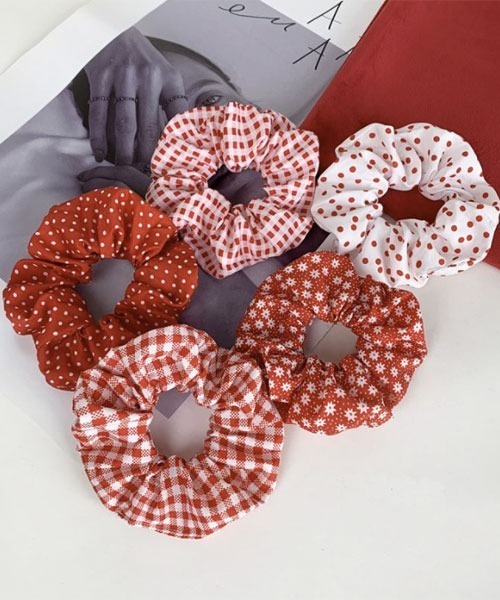 urge select】ファンシー アソート柄 シュシュ【5個セット/9色展開