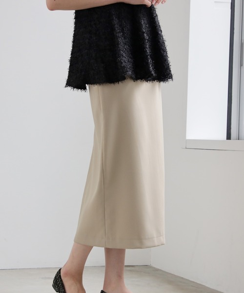 DRESS PLUS(ドレスプラス)の「深スリットのきれいめタイトスカート(スカート・レディース・ベージュ/ブラック/ホワイト・M/S/L)」の3枚目の写真