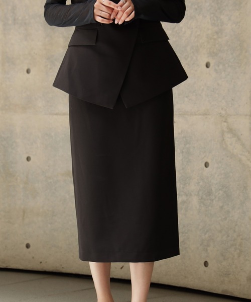 DRESS PLUS(ドレスプラス)の「深スリットのきれいめタイトスカート(スカート・レディース・ベージュ/ブラック/ホワイト・M/S/L)」の2枚目の写真
