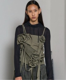 メゾンスペシャル　Maison Special 花柄 半袖シャツ 黒とグレー UNISEX》Prime-Over Short Sleeve Knit Shirt/プライムオーバー