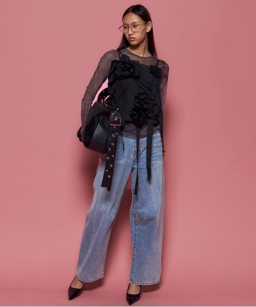 MAISON SPECIAL（メゾンスペシャル）の「Motif Ribbon Bustier/モチーフリボンビスチェ（シャツ/ブラウス・レディース・カーキ/ブラック・FREE）」の3枚目の写真