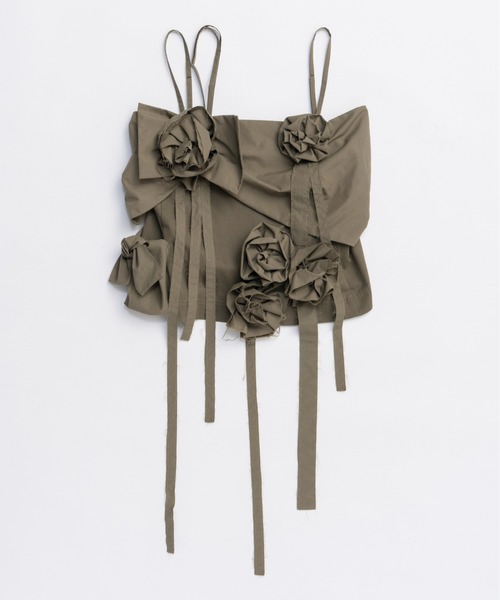 MAISON SPECIAL（メゾンスペシャル）の「Motif Ribbon Bustier/モチーフリボンビスチェ（シャツ/ブラウス・レディース・カーキ/ブラック・FREE）」の9枚目の写真