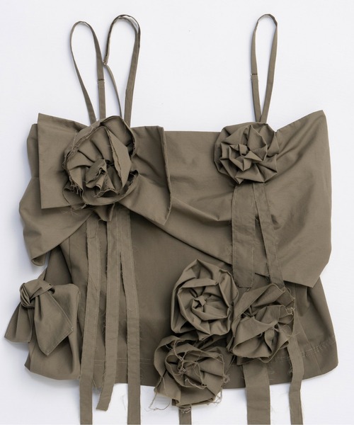 MAISON SPECIAL（メゾンスペシャル）の「Motif Ribbon Bustier/モチーフリボンビスチェ（シャツ/ブラウス・レディース・カーキ/ブラック・FREE）」の10枚目の写真