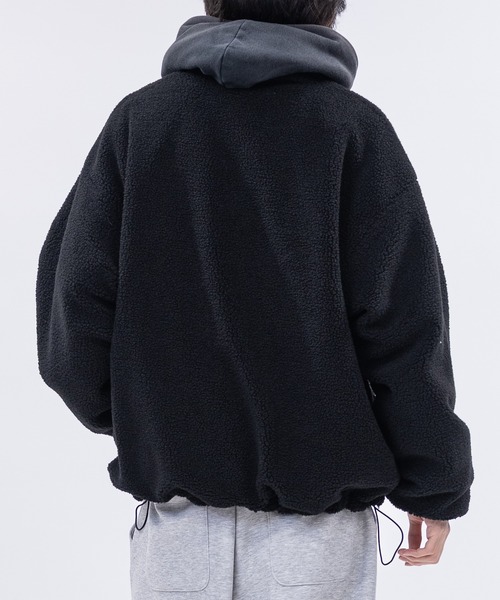 THRASHER（スラッシャー）の「【at】〔THRASHER/スラッシャー〕ナイロン＆シープボア スタンドネック リバーシブルブルゾン（ナイロンジャケット・メンズ・ライトグレー/ブラック/カーキ・MEDIUM/LARGE）」の7枚目の写真