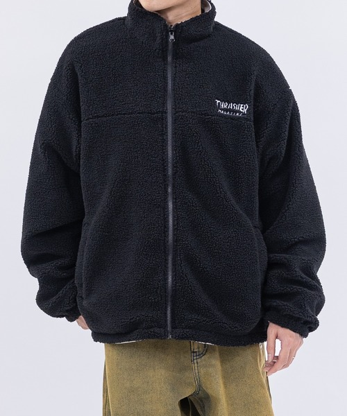 THRASHER（スラッシャー）の「【at】〔THRASHER/スラッシャー〕ナイロン＆シープボア スタンドネック リバーシブルブルゾン（ナイロンジャケット・メンズ・ライトグレー/ブラック/カーキ・MEDIUM/LARGE）」の17枚目の写真