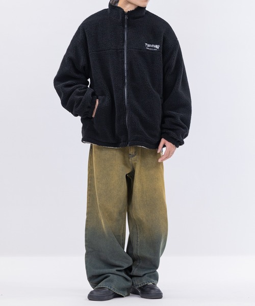 THRASHER（スラッシャー）の「【at】〔THRASHER/スラッシャー〕ナイロン＆シープボア スタンドネック リバーシブルブルゾン（ナイロンジャケット・メンズ・ライトグレー/ブラック/カーキ・MEDIUM/LARGE）」の20枚目の写真