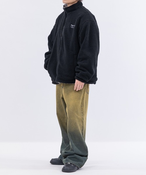 THRASHER（スラッシャー）の「【at】〔THRASHER/スラッシャー〕ナイロン＆シープボア スタンドネック リバーシブルブルゾン（ナイロンジャケット・メンズ・ライトグレー/ブラック/カーキ・MEDIUM/LARGE）」の22枚目の写真