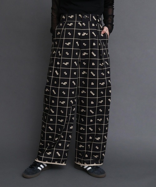 I am I in fact...(アイアムアイインファクト)の「●BLOCK TILE CHECK パンツ(その他パンツ・レディース・ベージュ/ブラック・FREE)」の2枚目の写真