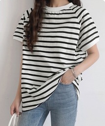 ボーダーTシャツ 半袖チュニックTシャツ