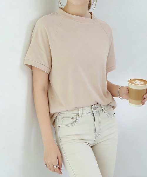 Miniministore(ミニミニストア)の「ボーダーTシャツ 半袖チュニックTシャツ(Tシャツ/カットソー・レディース・ベージュ/チャコールグレー/イエロー/ネイビー/ホワイト系/ライトピンク/ブラック/ホワイト/ミント・FREE)」の6枚目の写真