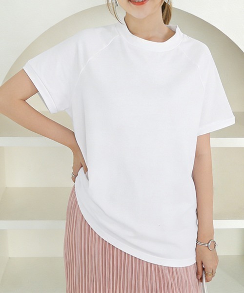 Miniministore(ミニミニストア)の「ボーダーTシャツ 半袖チュニックTシャツ(Tシャツ/カットソー・レディース・ベージュ/チャコールグレー/イエロー/ネイビー/ホワイト系/ライトピンク/ブラック/ホワイト/ミント・FREE)」の2枚目の写真