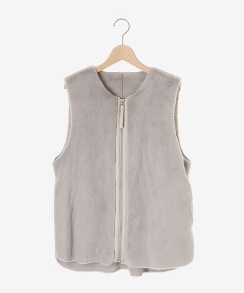 le.coeur blanc（ルクールブラン）の「フェイクファームートンベスト（その他アウター・レディース・グレイッシュベージュ/モカ・38）」の8枚目の写真