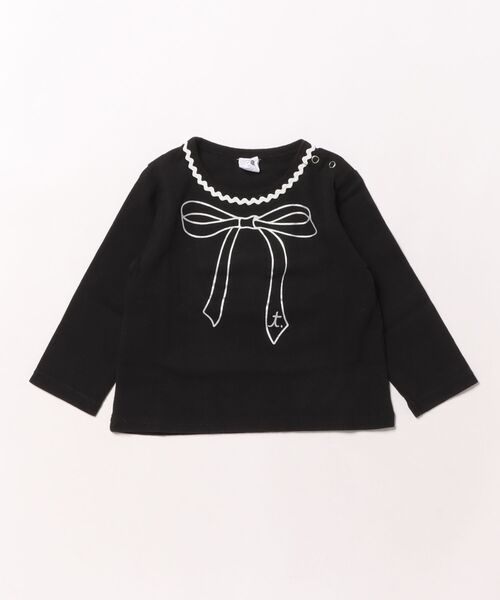 RAGMART（ラグマート）の「リボンプリントＴシャツ（Tシャツ/カットソー・キッズ・ブラック/オフホワイト・90cm/70cm/80ｃｍ）」の2枚目の写真