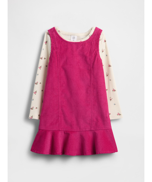 GAP（ギャップ）の「コーデュロイ ジャンパースカートコーデセット (幼児・ベビー)（ワンピース・キッズ・ピンク/レオパード・80ｃｍ/90cm/100cm/110cm/95cm/70cm/105cm）」の3枚目の写真