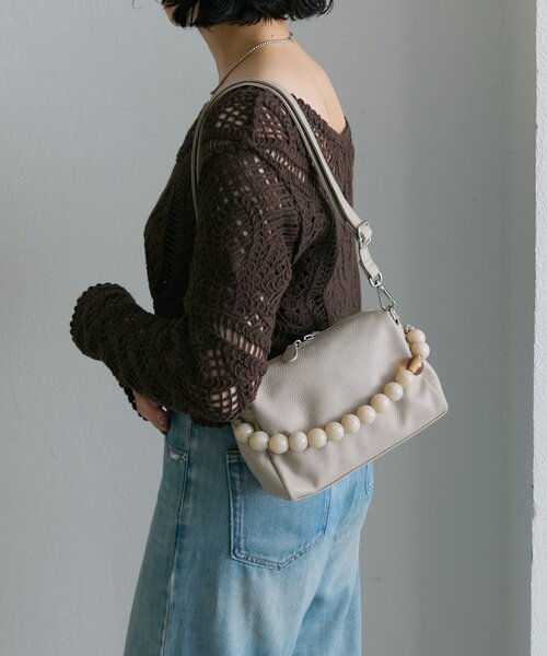 ear PAPILLONNER（イアパピヨネ）の「ボールハンドル2WAYショルダーバッグ（ショルダーバッグ・レディース・ベージュ系その他/ネイビー・FREE）」の2枚目の写真