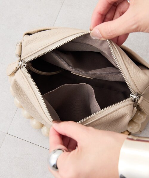 ear PAPILLONNER 牛革 本革 ボールハンドルショルダー レッド ボールハンドル2WAYショルダーバッグ | ear PAPILLONNER(イア