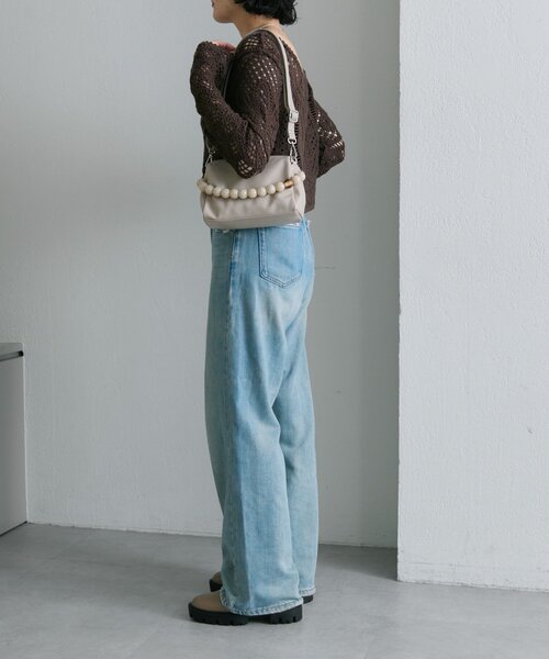 ear PAPILLONNER 牛革 本革 ボールハンドルショルダー レッド ear PAPILLONNER 牛革 本革 ボールハンドルショルダー レッド