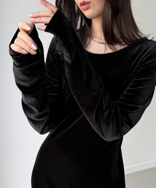 junoah(ジュノア)の「薄手バックドロストベロアワンピース(裏地なし)(ワンピース・レディース・チャコール/モカ/ブラック・LARGE/MEDIUM/SMALL)」の16枚目の写真