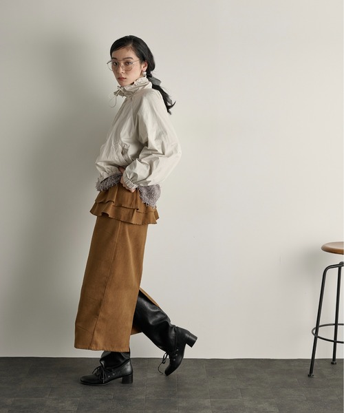 THE YOn（ザヨン）の「フリルベルトセットナロースカート（スカート・レディース・キャメル/ミント/アッシュブラウン/アイボリー・FREE）」の21枚目の写真