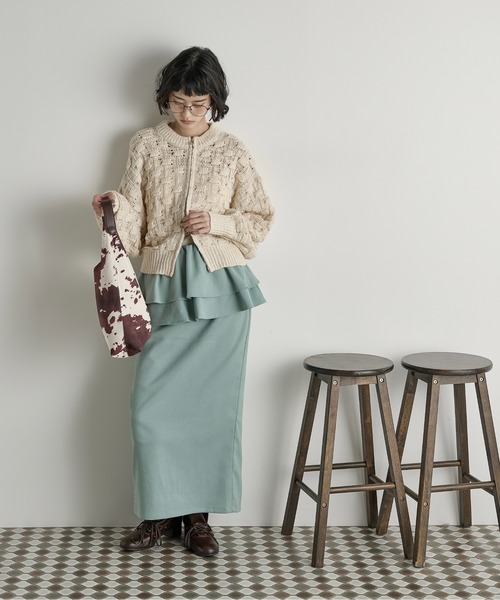 THE YOn（ザヨン）の「フリルベルトセットナロースカート（スカート・レディース・キャメル/ミント/アッシュブラウン/アイボリー・FREE）」の10枚目の写真