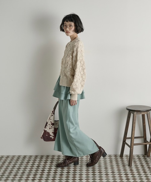 THE YOn（ザヨン）の「フリルベルトセットナロースカート（スカート・レディース・キャメル/ミント/アッシュブラウン/アイボリー・FREE）」の12枚目の写真