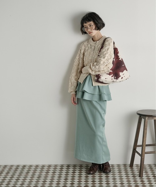 THE YOn（ザヨン）の「フリルベルトセットナロースカート（スカート・レディース・キャメル/ミント/アッシュブラウン/アイボリー・FREE）」の14枚目の写真