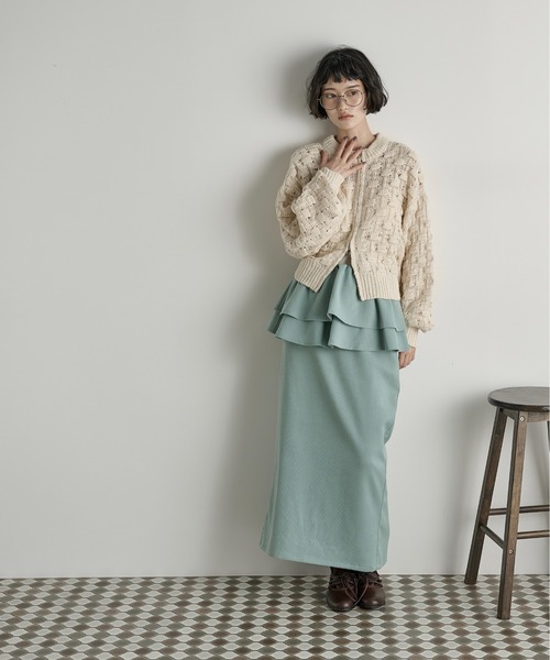 THE YOn（ザヨン）の「フリルベルトセットナロースカート（スカート・レディース・キャメル/ミント/アッシュブラウン/アイボリー・FREE）」の11枚目の写真