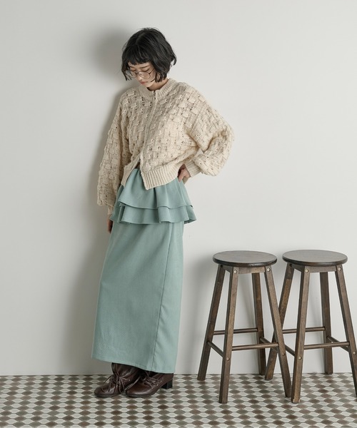 THE YOn（ザヨン）の「フリルベルトセットナロースカート（スカート・レディース・キャメル/ミント/アッシュブラウン/アイボリー・FREE）」の16枚目の写真