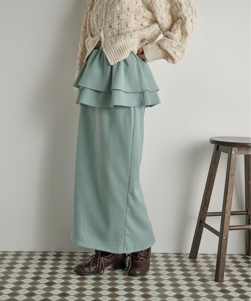 THE YOn（ザヨン）の「フリルベルトセットナロースカート（スカート・レディース・キャメル/ミント/アッシュブラウン/アイボリー・FREE）」の5枚目の写真