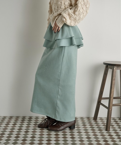 THE YOn（ザヨン）の「フリルベルトセットナロースカート（スカート・レディース・キャメル/ミント/アッシュブラウン/アイボリー・FREE）」の7枚目の写真