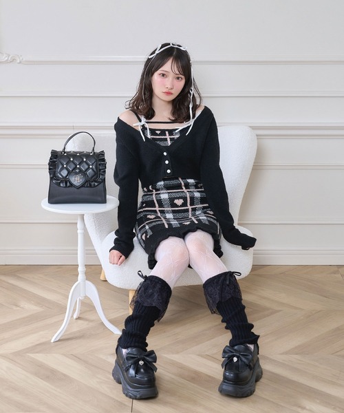 ハートチェックキャミワンピニットセットアップ（ワンピース）｜Honey