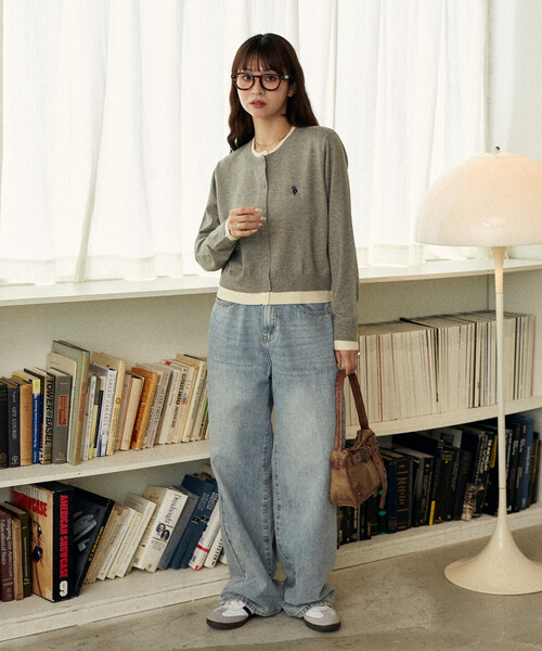 U.S. POLO ASSN. フェイクレイヤード カーディガンチャコールグレー U.S. POLO ASSN.（ユーエスポロアッスン） カーディガン 「U.S. POLO