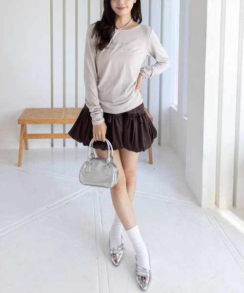 clear（クリア）の「チョーカー付きラインストーンロゴトップス［韓国ファッション カジュアル Y2K］≪AW新作≫（Tシャツ/カットソー・レディース・グレー/ブラック/グレイッシュベージュ・F）」の16枚目の写真