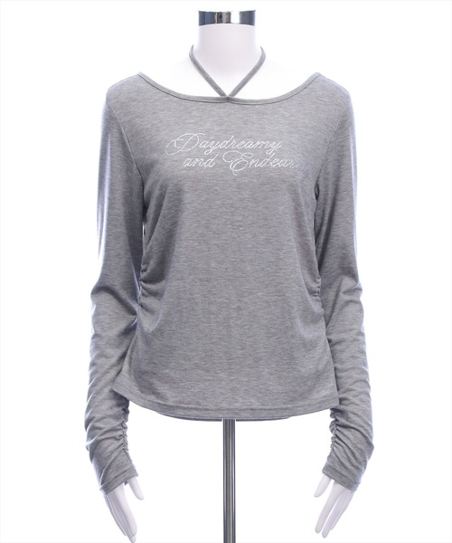 clear（クリア）の「チョーカー付きラインストーンロゴトップス［韓国ファッション カジュアル Y2K］≪AW新作≫（Tシャツ/カットソー・レディース・グレー/ブラック/グレイッシュベージュ・F）」の9枚目の写真