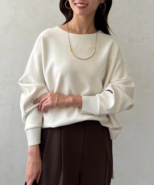 Chez toi(シェトワ)の「BACKリブスエードプルオーバー(Tシャツ/カットソー・レディース・チャコールグレー/パープル/アイボリー/ブラック・FREE)」の2枚目の写真