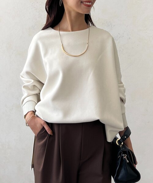 Chez toi(シェトワ)の「BACKリブスエードプルオーバー(Tシャツ/カットソー・レディース・チャコールグレー/パープル/アイボリー/ブラック・FREE)」の7枚目の写真