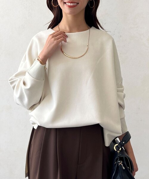 Chez toi(シェトワ)の「BACKリブスエードプルオーバー(Tシャツ/カットソー・レディース・チャコールグレー/パープル/アイボリー/ブラック・FREE)」の8枚目の写真