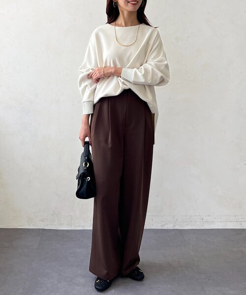 Chez toi(シェトワ)の「BACKリブスエードプルオーバー(Tシャツ/カットソー・レディース・チャコールグレー/パープル/アイボリー/ブラック・FREE)」の12枚目の写真