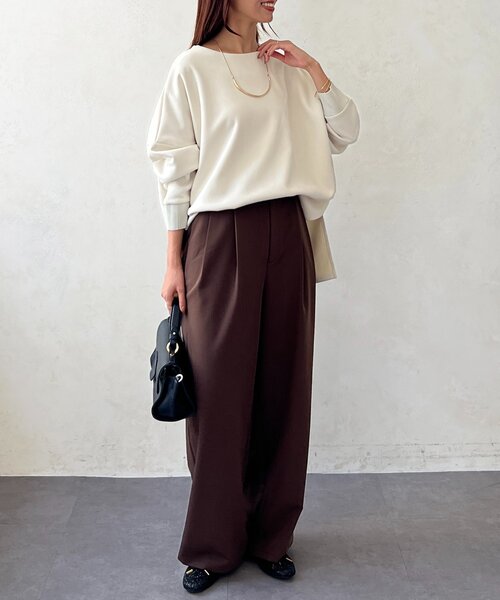 Chez toi(シェトワ)の「BACKリブスエードプルオーバー(Tシャツ/カットソー・レディース・チャコールグレー/パープル/アイボリー/ブラック・FREE)」の13枚目の写真