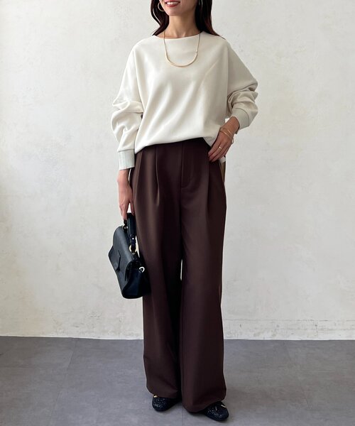 Chez toi(シェトワ)の「BACKリブスエードプルオーバー(Tシャツ/カットソー・レディース・チャコールグレー/パープル/アイボリー/ブラック・FREE)」の14枚目の写真