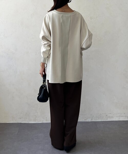 Chez toi(シェトワ)の「BACKリブスエードプルオーバー(Tシャツ/カットソー・レディース・チャコールグレー/パープル/アイボリー/ブラック・FREE)」の16枚目の写真