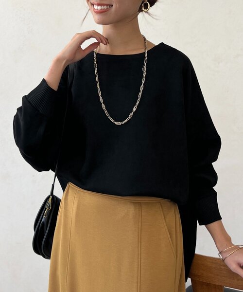 Chez toi(シェトワ)の「BACKリブスエードプルオーバー(Tシャツ/カットソー・レディース・チャコールグレー/パープル/アイボリー/ブラック・FREE)」の17枚目の写真