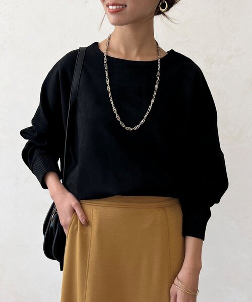 Chez toi(シェトワ)の「BACKリブスエードプルオーバー(Tシャツ/カットソー・レディース・チャコールグレー/パープル/アイボリー/ブラック・FREE)」の20枚目の写真