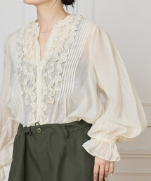 IENA LA BOUCLE レオパードフリルスリーブ ブラウス IENA】IENA LA BOUCLE レオパードフリルスリーブ ブラウス