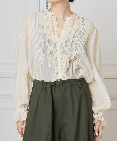 セール】IENA LA BOUCLE フリルオーガンブラウス（シャツ/ブラウス