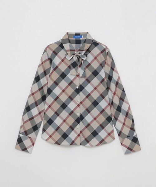 クレストブリッジチェックハーフスパンツイルリボンタイ付きシャツ