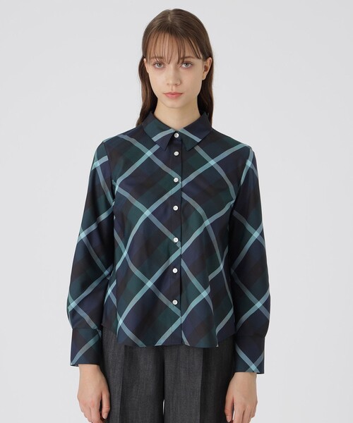 クレストブリッジチェックハーフスパンツイルリボンタイ付きシャツ