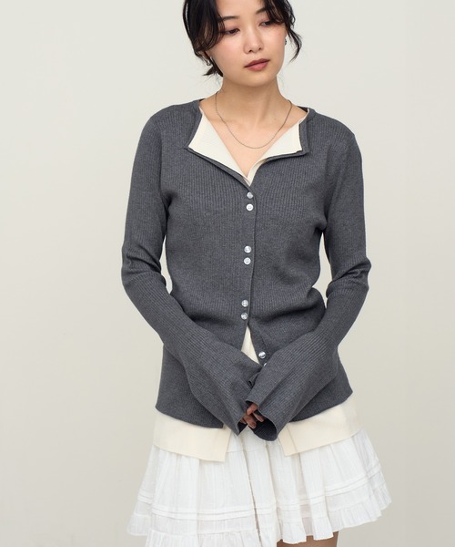 NOGLE(ノグル)の「【NOGLE/ノグル】レイヤードリブカーディガン(カーディガン/ボレロ・レディース・ホワイト系/ブラック系/ブラウン系/ネイビー系/グレー系/グレー系1/ブルー系/ネイビー系1・FREE)」の4枚目の写真