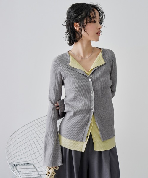 NOGLE(ノグル)の「【NOGLE/ノグル】レイヤードリブカーディガン(カーディガン/ボレロ・レディース・ホワイト系/ブラック系/ブラウン系/ネイビー系/グレー系/グレー系1/ブルー系/ネイビー系1・FREE)」の5枚目の写真